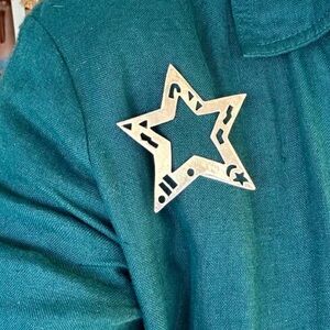 Vintage 925 - Sterling Silver Star Brooch with Cutout Design 80s-90s style